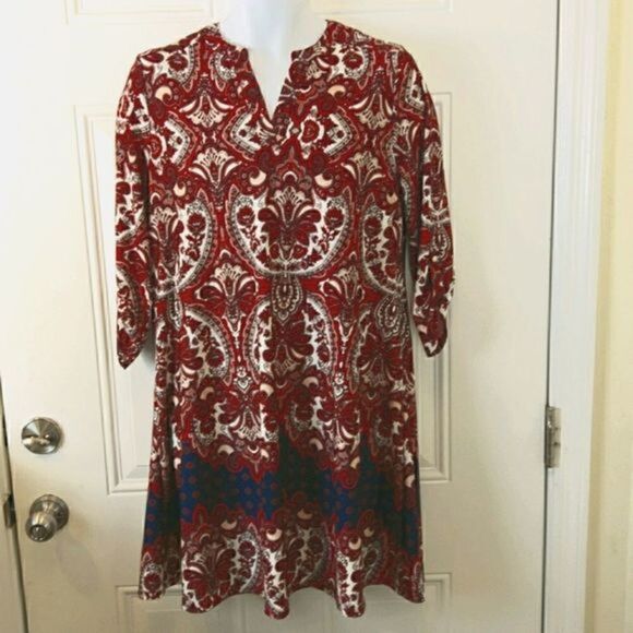 New Directions paisley print 3/4 sleeve dress - Picture 1 of 12